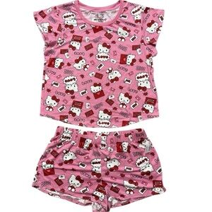 Hello Kitty by Sanrio Pink & Red Valentines Day Pajama Top & Shorts Set Sz L